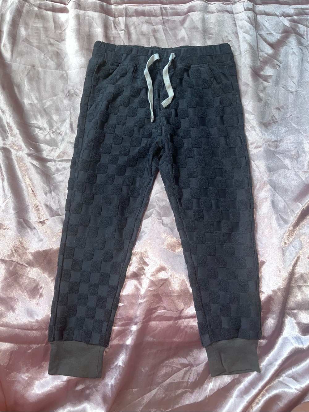 George Hats Checker-Texture Jogger Sweatpants with Drawstring Size 6/7